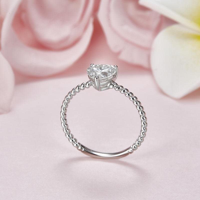 1 Carat Heart Moissanite Diamond Engagement Ring