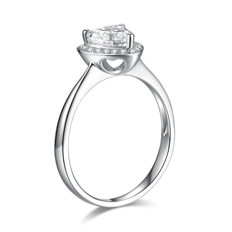 1 Carat Heart Halo Moissanite Diamond Engagement Ring