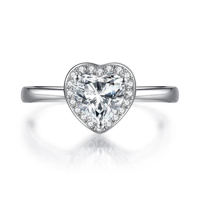 1 Carat Heart Halo Moissanite Diamond Engagement Ring