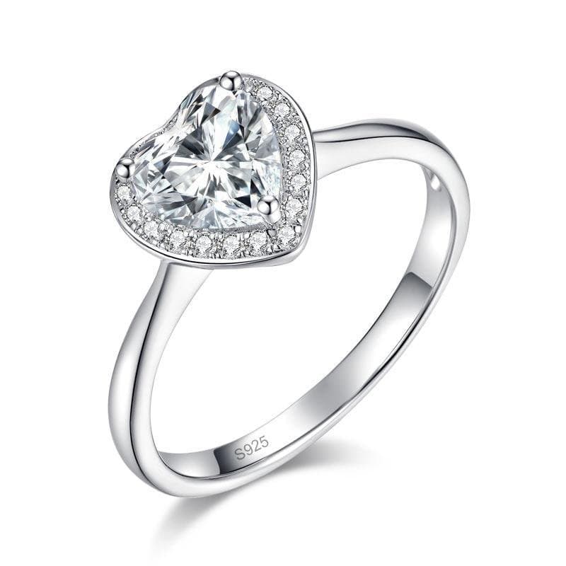 1 Carat Heart Halo Moissanite Diamond Engagement Ring