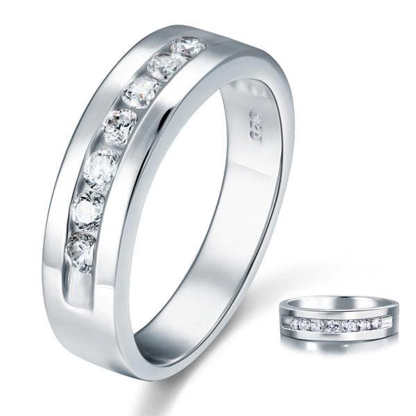 Men's Solid 925 Silver Created Diamond Ring