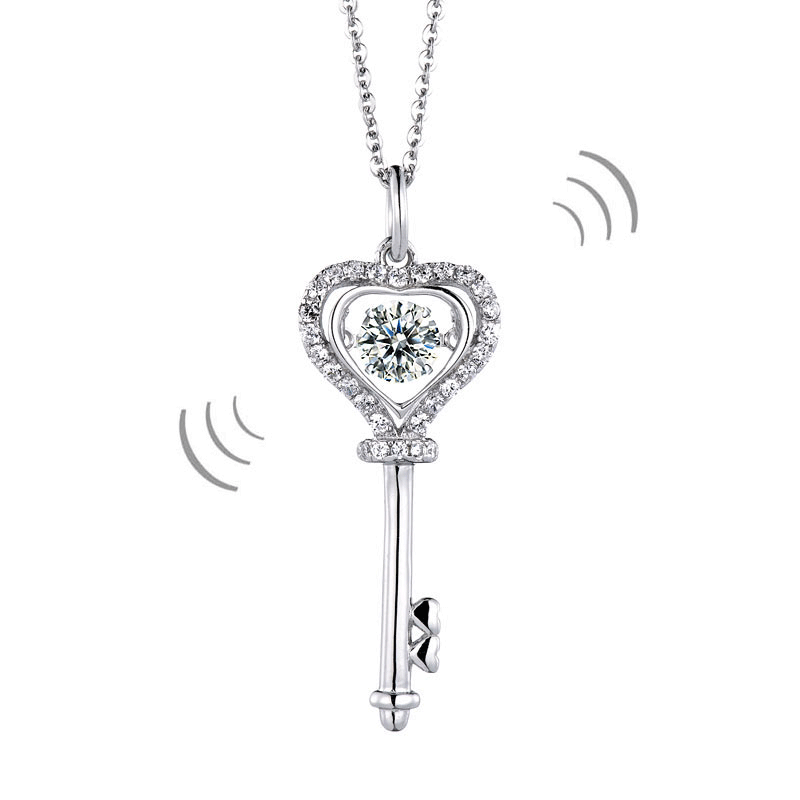 1 Carat Moissanite Diamond Dancing Stone Key Necklace