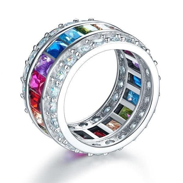 Multi-Color Created Topaz Ring