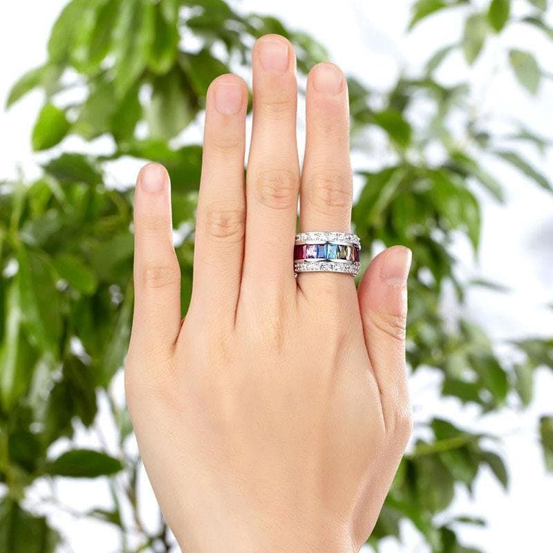 Multi-Color Created Topaz Ring