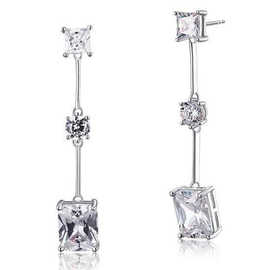 Emerald Cut Created Diamond Dangle Earrings