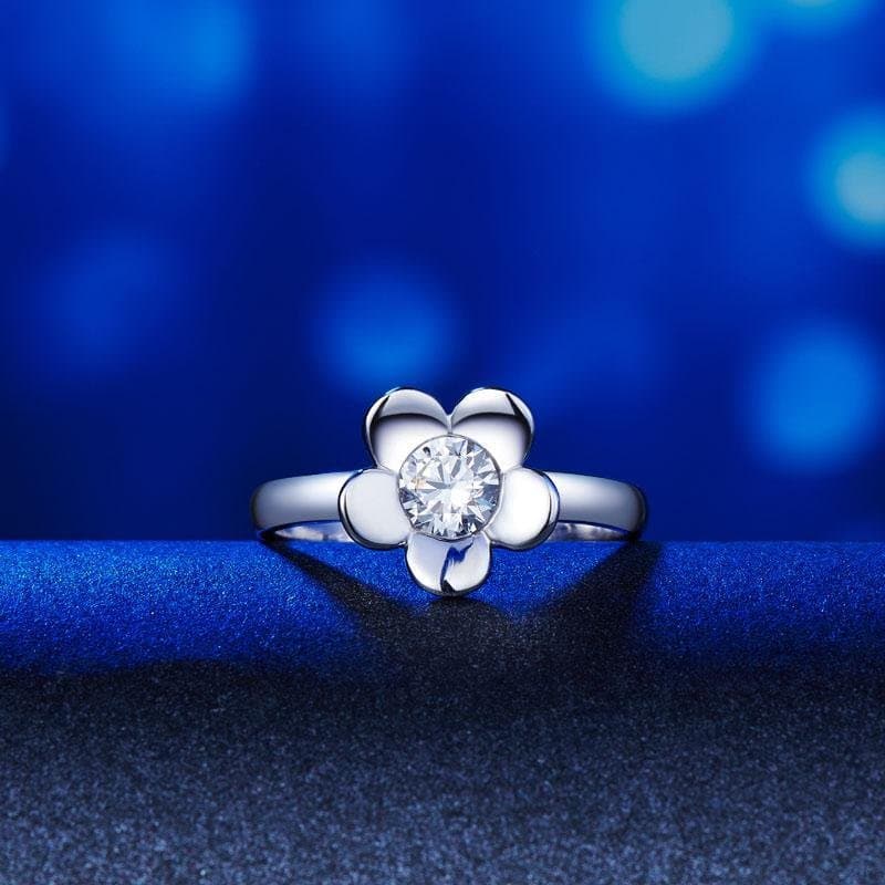 Solid 925 Sterling Silver 2-Pcs Butterfly Flower Ring Set