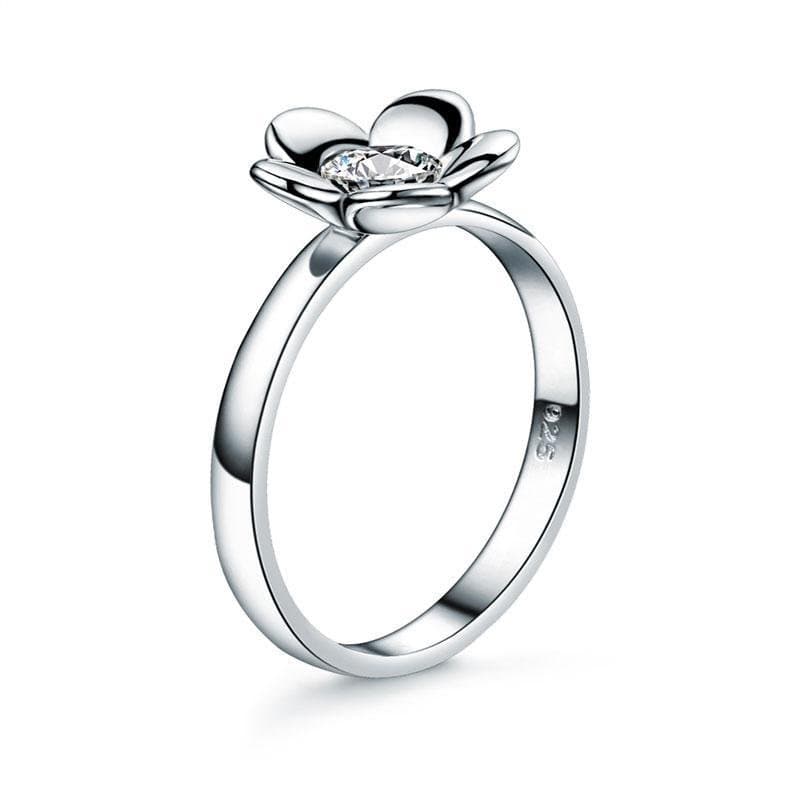 Solid 925 Sterling Silver 2-Pcs Butterfly Flower Ring Set