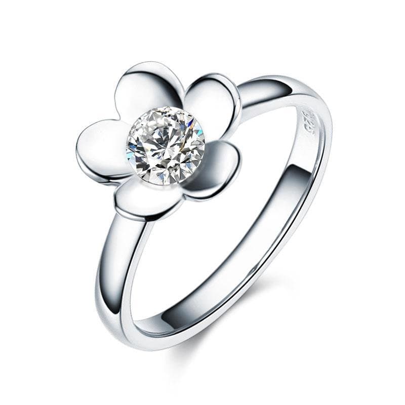 Solid 925 Sterling Silver 2-Pcs Butterfly Flower Ring Set