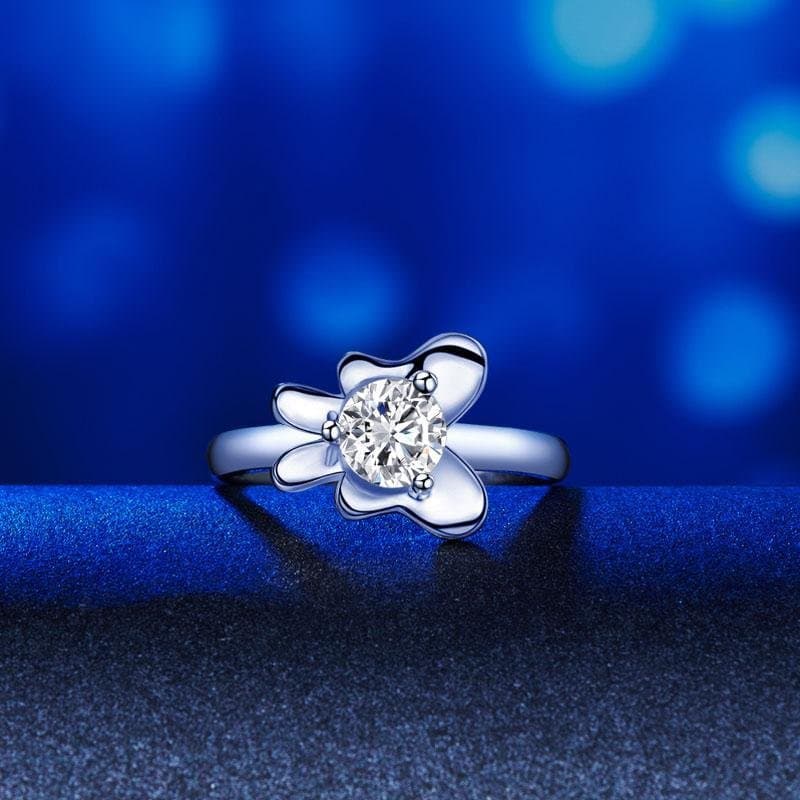 Solid 925 Sterling Silver 2-Pcs Butterfly Flower Ring Set