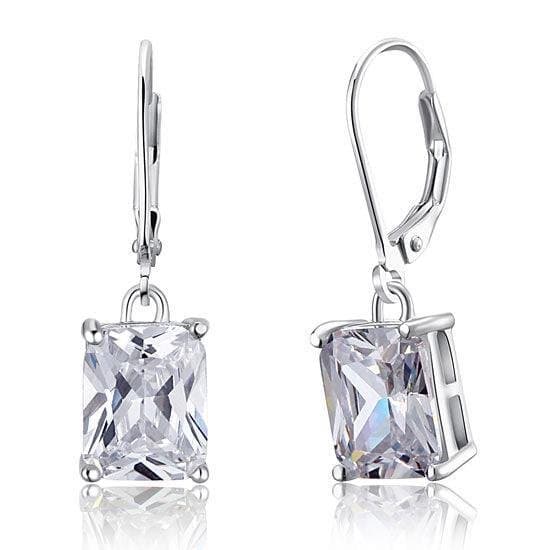 Emerald Cut Created Diamond Dangle Earrings