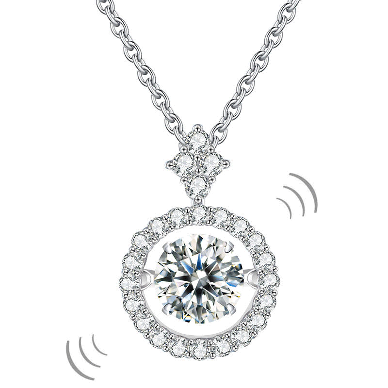 1 Carat Moissanite Diamond Dancing Stone Necklace