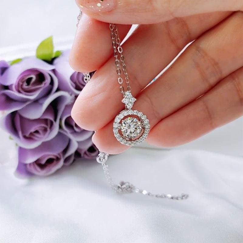 1 Carat Moissanite Diamond Dancing Stone Necklace