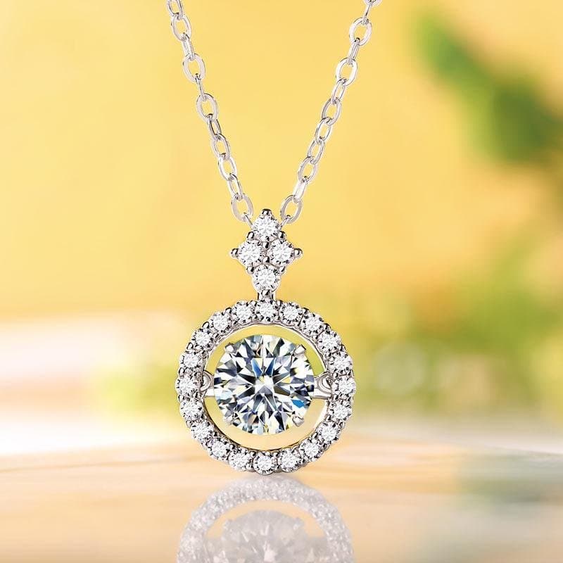 1 Carat Moissanite Diamond Dancing Stone Necklace