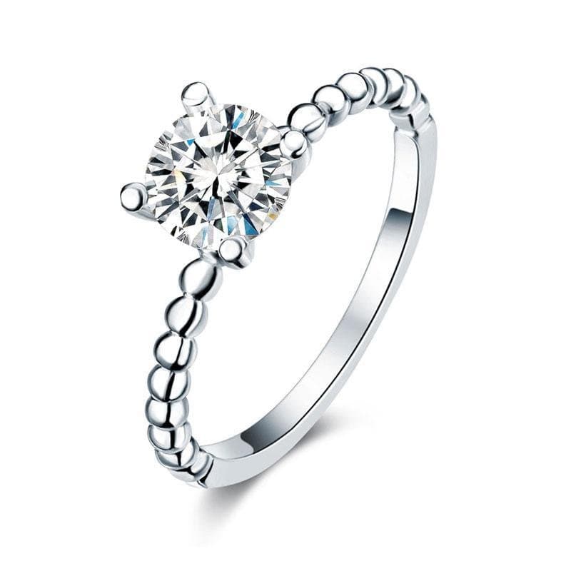 Solid 925 Sterling Silver 2-Pcs Ring Set 1 Ct Created Diamante
