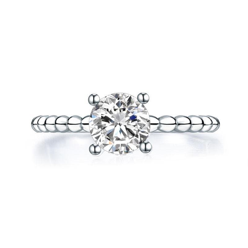 Solid 925 Sterling Silver 2-Pcs Ring Set 1 Ct Created Diamante
