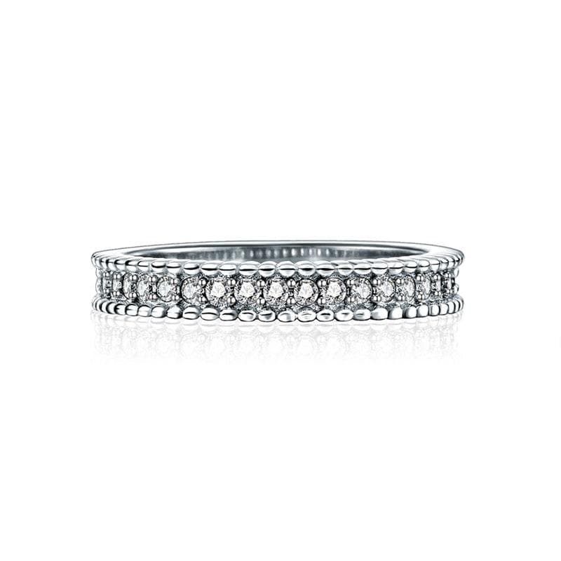 Solid 925 Sterling Silver 2-Pcs Ring Set 1 Ct Created Diamante