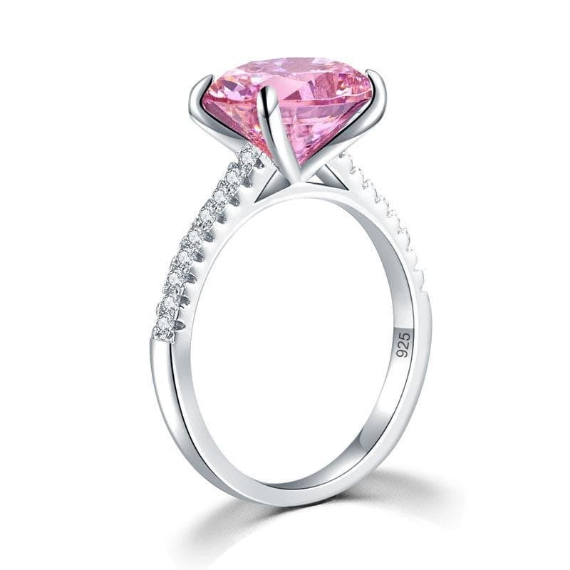 Solid 925 Sterling Silver 4 Carat Pink Oval Cut