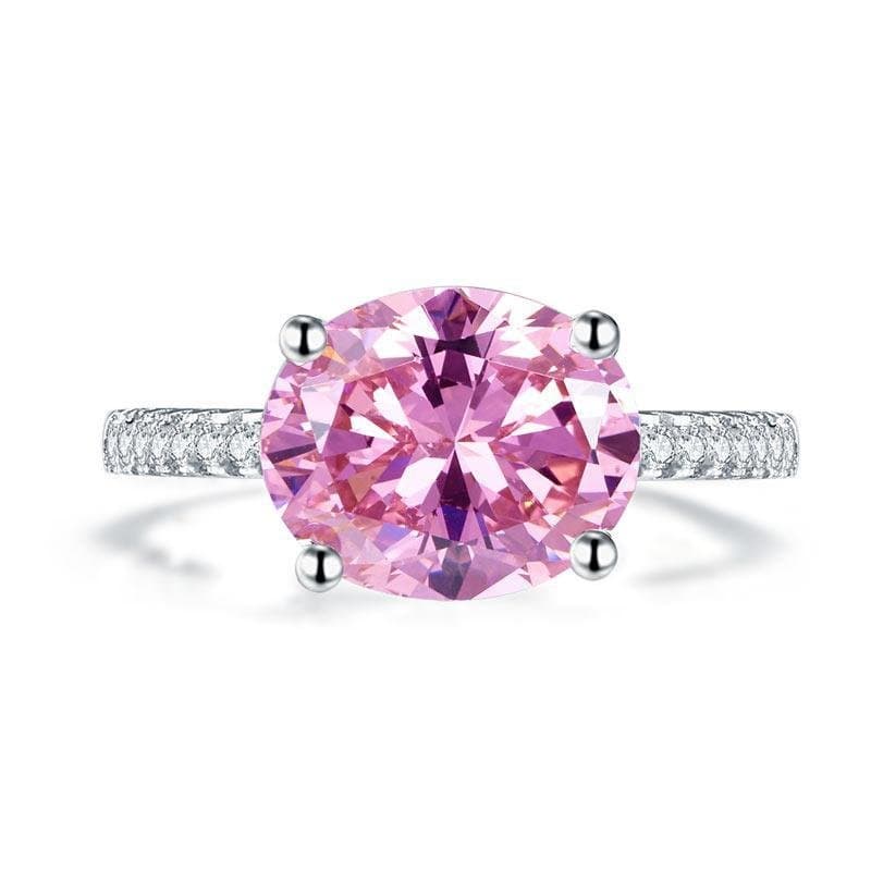 Solid 925 Sterling Silver 4 Carat Pink Oval Cut