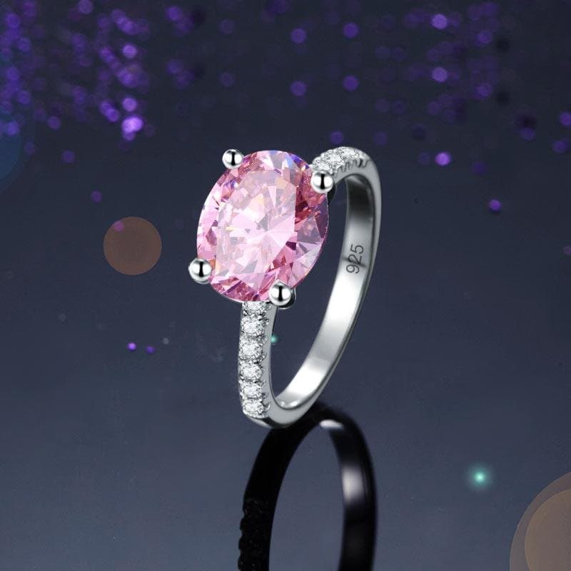 Solid 925 Sterling Silver 4 Carat Pink Oval Cut