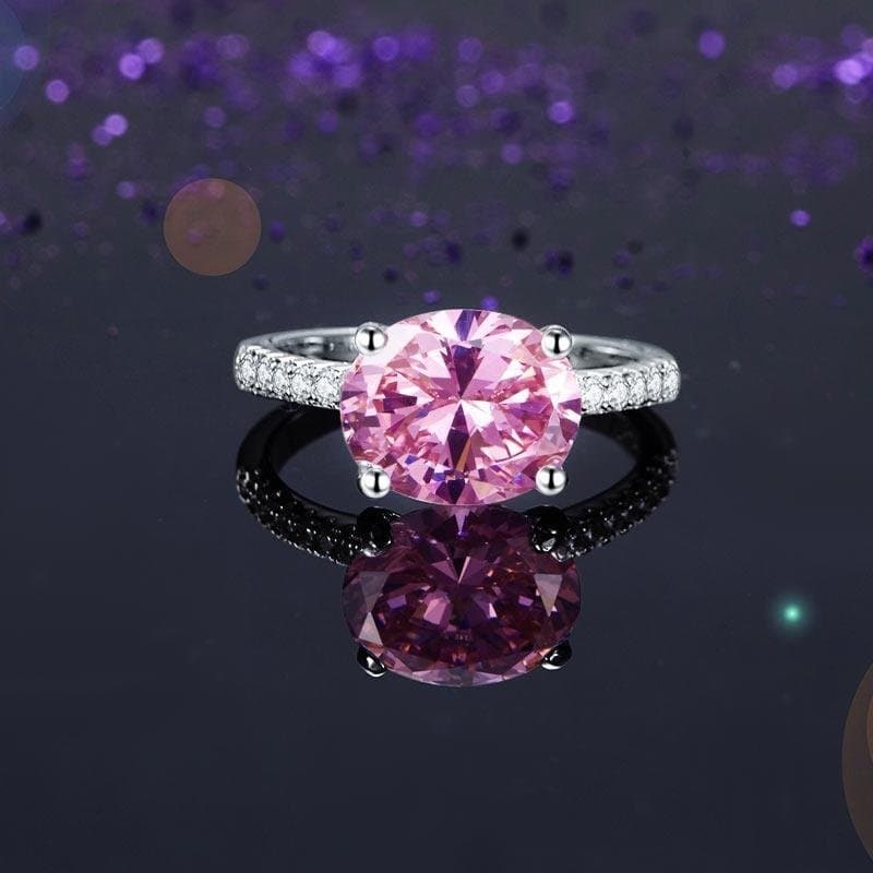 Solid 925 Sterling Silver 4 Carat Pink Oval Cut