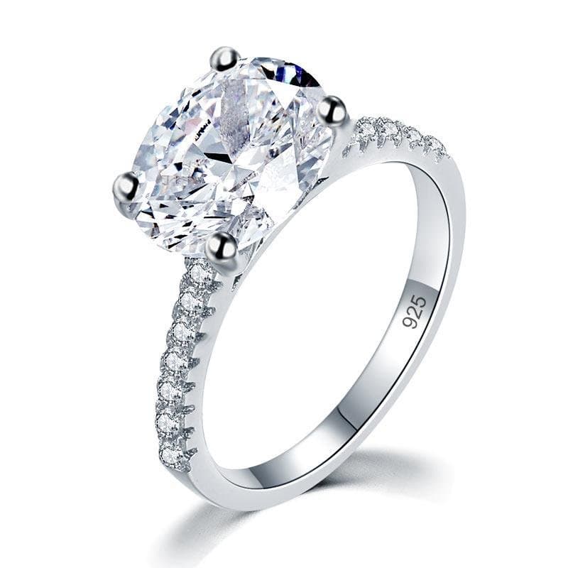 Solid 925 Sterling Silver 4 Carat Ring Oval Cut