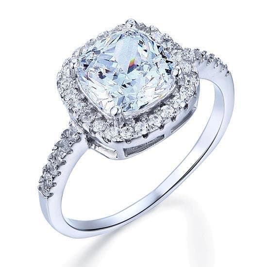 Solid 925 Sterling Silver Ring 3 Carat Cushion Cut