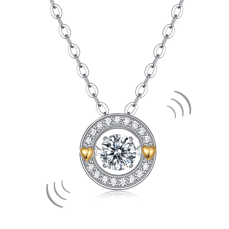 1 Carat Moissanite Diamond Dancing Stone Necklace