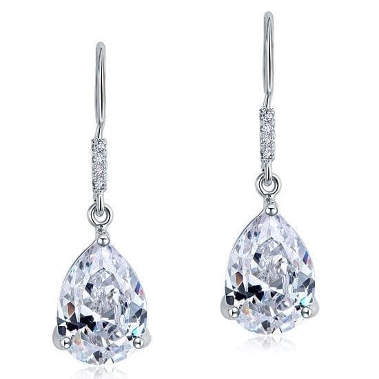 Pear Cut Created Diamond Dangle Drop Earrings