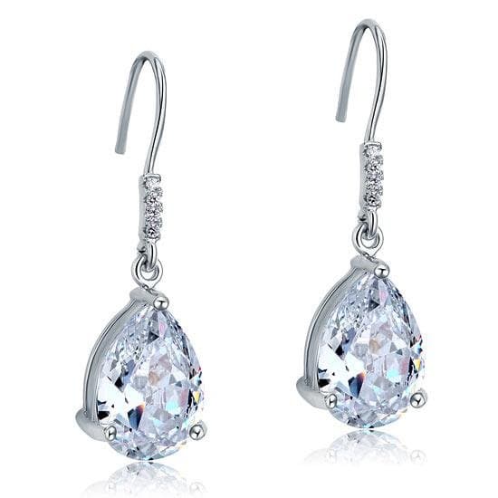 Pear Cut Created Diamond Dangle Drop Earrings