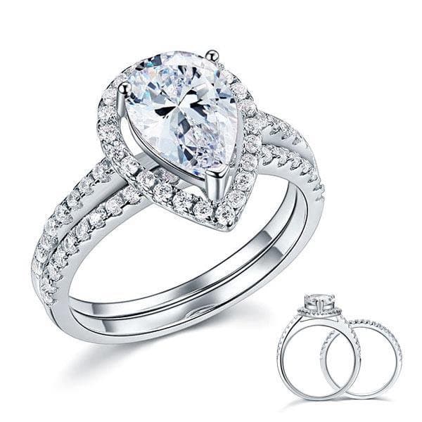 2 Ct Pear Ring Set