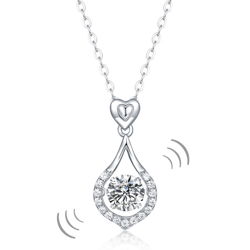 1 Carat Moissanite Diamond Dancing Stone Tear Drop Necklace