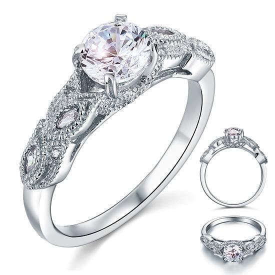 Vintage Style 1 Ct Solid 925 Sterling Silver Ring