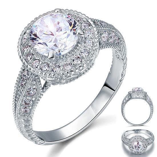 Vintage Style 2 Carat Created Diamond Solid Sterling Silver