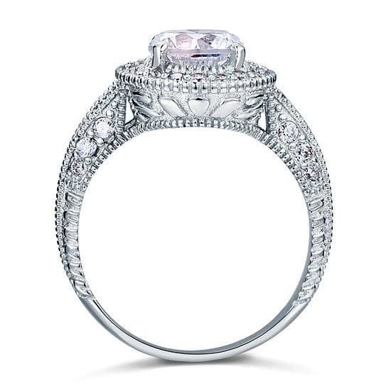 Vintage Style 2 Carat Created Diamond Solid Sterling Silver