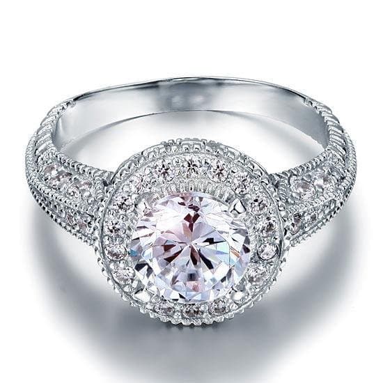 Vintage Style 2 Carat Created Diamond Solid Sterling Silver