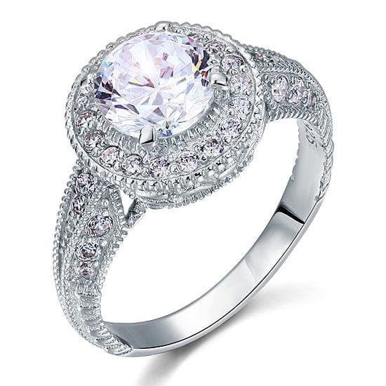 Vintage Style 2 Carat Created Diamond Solid Sterling Silver