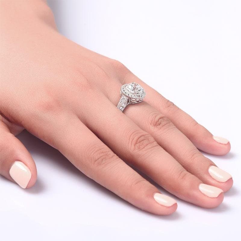 Vintage Style 2 Carat Created Diamond Solid Sterling Silver