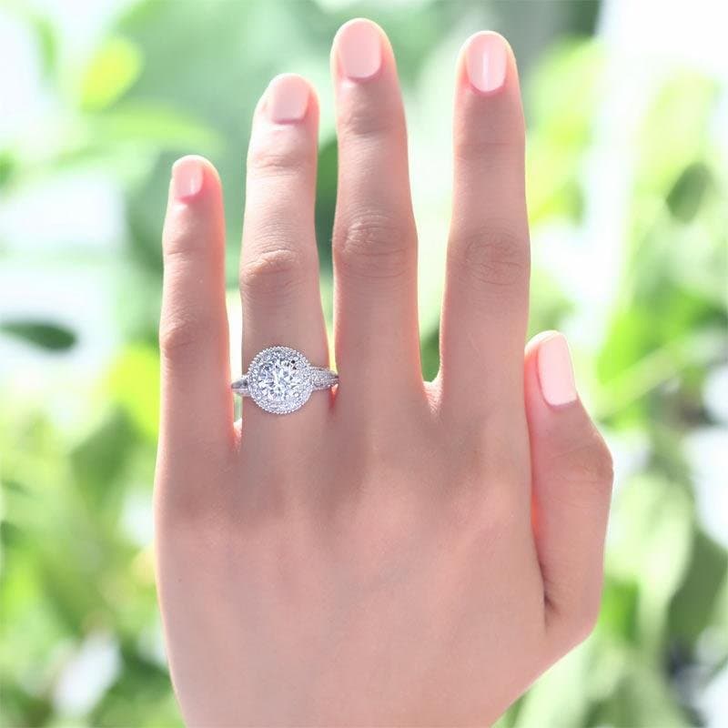 Vintage Style 2 Carat Created Diamond Solid Sterling Silver