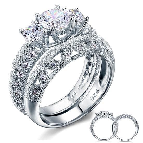 Vintage Style Victorian Art Deco 1.5 Carat Created Diamond 2-Pcs