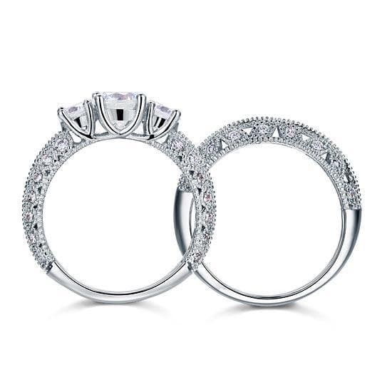 Vintage Style Victorian Art Deco 1.5 Carat Created Diamond 2-Pcs