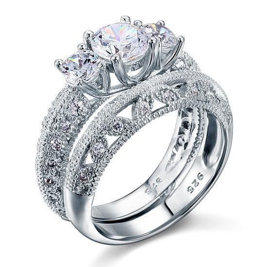Vintage Style Victorian Art Deco 1.5 Carat Created Diamond 2-Pcs