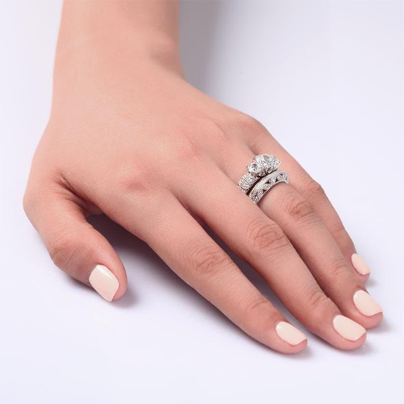 Vintage Style Victorian Art Deco 1.5 Carat Created Diamond 2-Pcs
