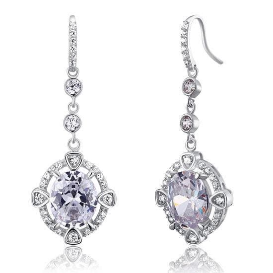 5 Carat Oval Dangle Sterling Silver Earrings