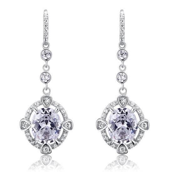 5 Carat Oval Dangle Sterling Silver Earrings
