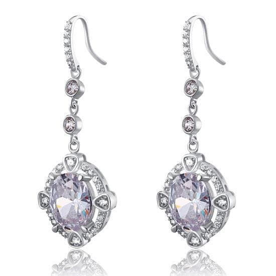 5 Carat Oval Dangle Sterling Silver Earrings