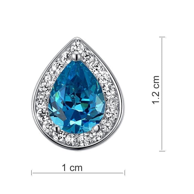 1 Carat Pear Cut Created Blue Topaz Stud Earrings