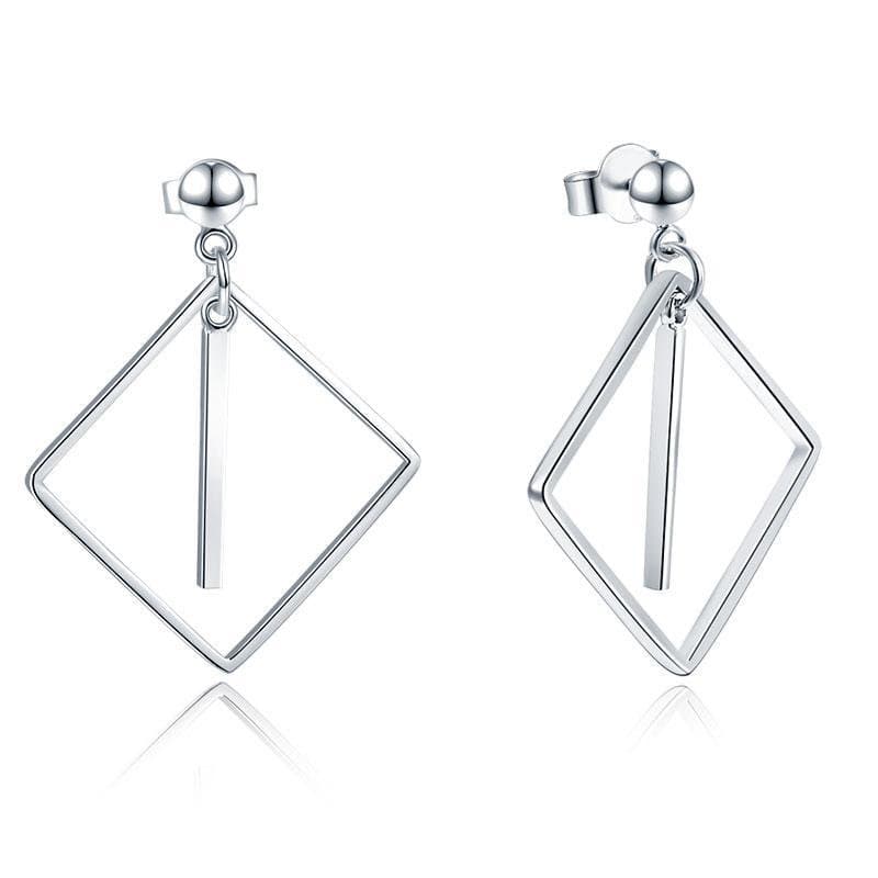 Dangle Square Sterling Silver Earrings