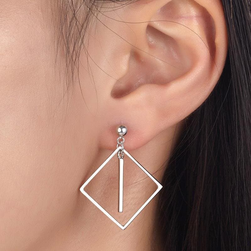 Dangle Square Sterling Silver Earrings