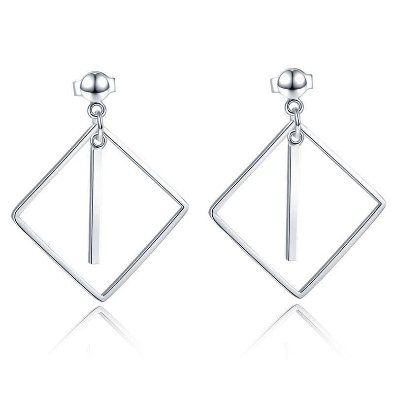 Dangle Square Sterling Silver Earrings