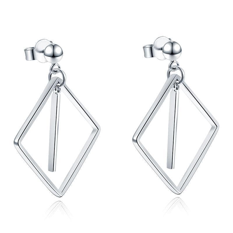 Dangle Square Sterling Silver Earrings
